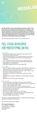 full stack developer für prototyping (m/w)