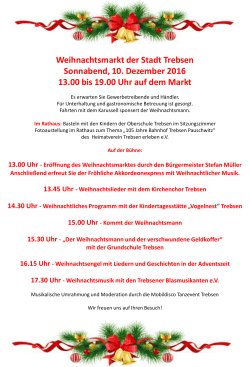 Weihnachtsmarkt in Trebsen am 12. Dezember 2015 von 13.00 bis
