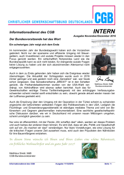 Informationsdienst des CGB INTERN
