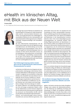 eHealth im klinischen Alltag, mit Blick aus der Neuen Welt