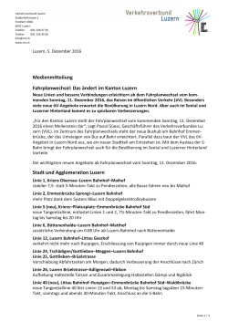 Stadt und Agglomeration Luzern Medienmitteilung Fahrplanwechsel