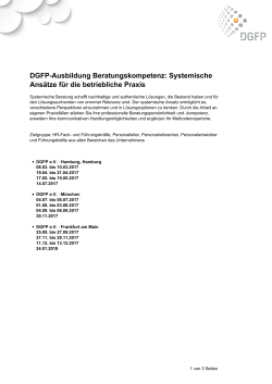 DGFP-Ausbildung Beratungskompetenz: Systemische Ansätze für