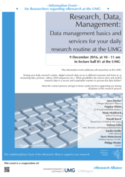 - Information Event - for Researchers regarding eResearch at the