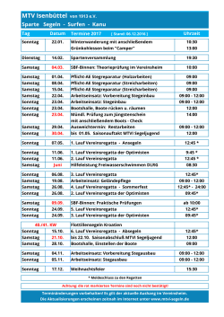 Terminkalender 2017 - Segeln beim MTV