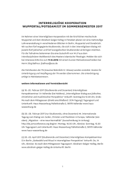 interreligi&ouml;se kooperation wuppertal/potsdam/iit im sommersemester