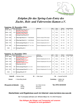 Zeitplan - Turniere 2016
