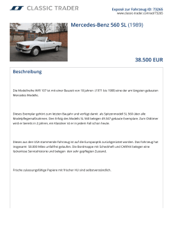 Mercedes-Benz 560 SL (1989) 38.500 EUR