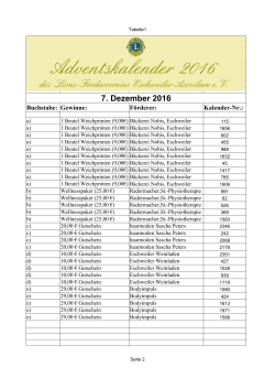 7. Dezember 2016 - des Lions-Fördervereins Eschweiler