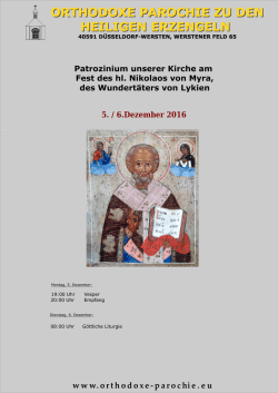 Patrozinium unserer Kirche am Fest des hl. Nikolaos von Myra, des