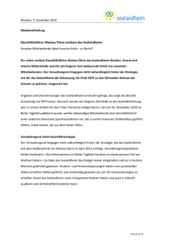 Gesch&auml;ftsf&uuml;hrer Markus D&uuml;rst verl&auml;sst das