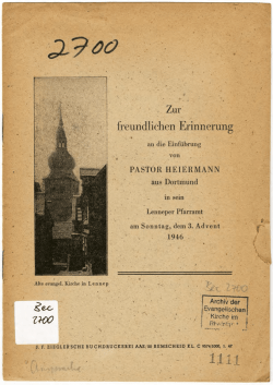 Einf&uuml;hrungspredigt - Blog des Archivs der Evangelischen Kirche im