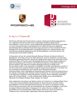Dr. Ing. h.c. F. Porsche AG Preistr&auml;ger 2016