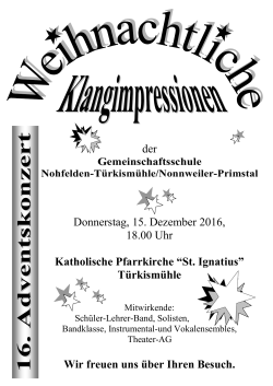 Adventskonzert Plakat 2016 - der Gemeinschaftsschule Nohfelden