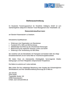 Stellenausschreibung Travel Mangement