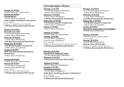 Gottesdienstplan Dezember