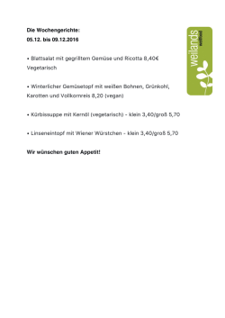 Die Wochengerichte - weilands wellfood