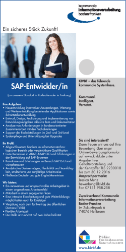 SAP-Entwickler/in - Kommunale Informationsverarbeitung Baden