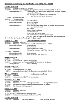 Gottesdienstordnung f&uuml;r die Woche vom 10.12