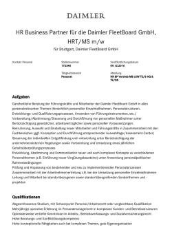 HR Business Partner f&uuml;r die Daimler FleetBoard GmbH, HRT/MS m/w