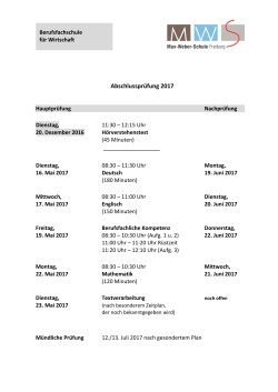 Termine für die Abschlußprüfung 1997 des Kaufmännischen