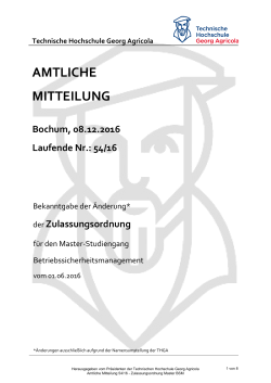 Technische Hochschule Georg Agricola AMTLICHE MITTEILUNG