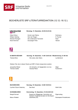 BÜCHERLISTE SRF-LITERATURREDAKTION (12.12.