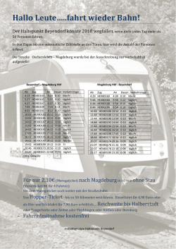 Hallo Leute fahrt wieder Bahn! - B&uuml;rger f&uuml;r Beyendorf