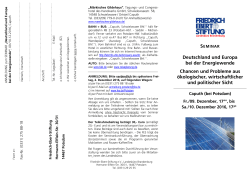 SEMINAR Deutschland und Europa bei der Energiewende Chancen