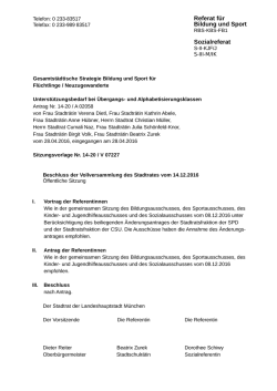 Referat für Bildung und Sport Sozialreferat