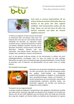 Thema: Obst und Gemüse im Winter - WWW-Docs for B-TU