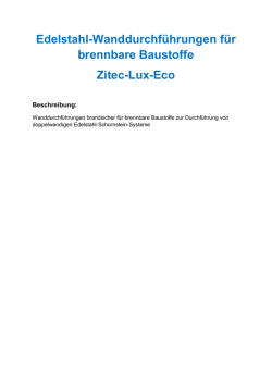 Edelstahl-Wanddurchf&uuml;hrungen f&uuml;r brennbare Baustoffe Zitec-Lux-Eco
