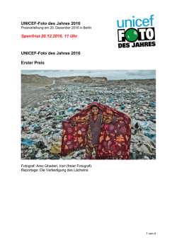 UNICEF-Foto des Jahres 2016 Sperrfrist 20.12.2016, 11 Uhr