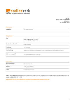 Hilfe in Englisch gesucht - Stellenwerk Koblenz