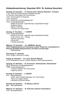 Gottesdienstordnung Dezember 2016 St. Andreas Sauerlach