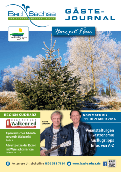 Gäste-Journal November - 11. Dezember 2016
