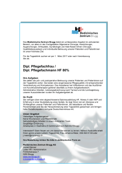Dipl. Pflegefachfrau / Dipl. Pflegefachmann HF 80%