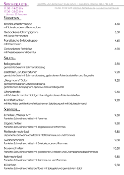 Speisekarte - Zum Zechenhaus