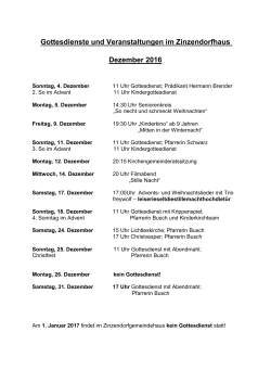 Monatsplan Dezember 2016