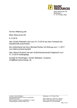 Ad-Hoc Mitteilung der Basic Resources AG 5.12.2016 Herr Günter