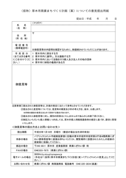 （仮称）厚木市商業まちづくり計画（案）についての意見提出用紙 御意見等