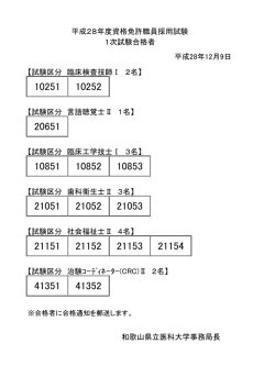 試験区分 臨床検査技師Ⅰ 2名