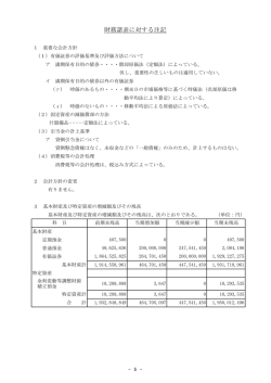 財務諸表に対する注記