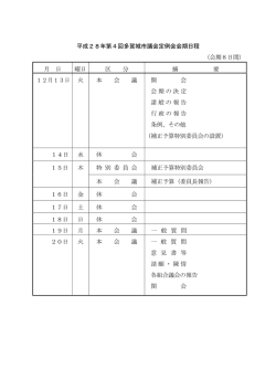 平成28年第4回多賀城市議会定例会会期日程 （会期8日間） 月 日 曜日