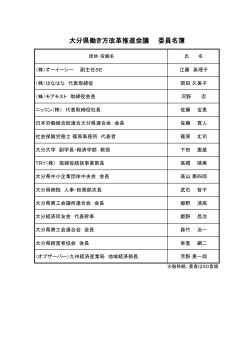 大分県働き方改革推進会議 委員名簿 [PDFファイル／34KB]