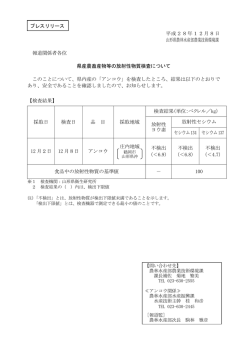 平成28年12月8日 山形県農林水産部農業技術環境課 報道関係者各位