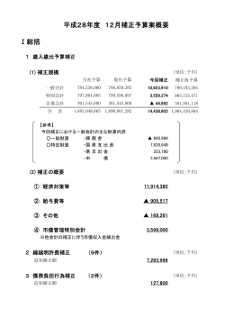 Ⅰ総括 平成28年度 12月補正予算案概要