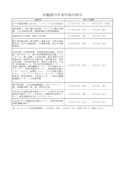 市施設の年末年始の休み