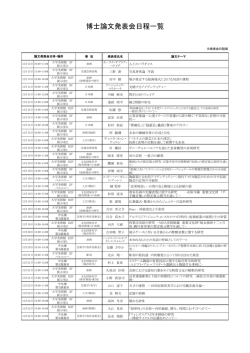 博士論文発表会日程一覧（PDF