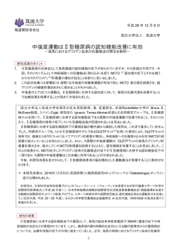 中強度運動はⅡ型糖尿病の認知機能改善に有効