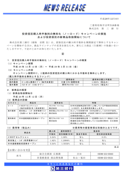 投資信託購入時手数料の無料化（ノーロード）キャンペーンの